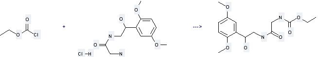 Midodrine hydrochloride can be used to produce {[2-(2,5-dimethoxy-phenyl)-2-hydroxy-ethylcarbamoyl]-methyl}-carbamic acid ethyl ester